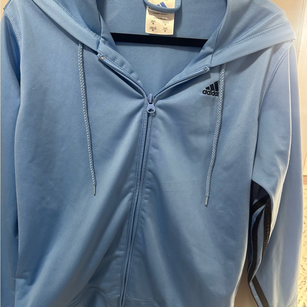 Adidas Light Blue Performance zip up jacket